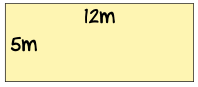 Rectangle with width 12m and height 5m
