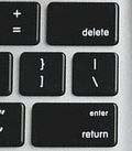 Computer keyboard highlighting the vertical bar key located above the Enter key