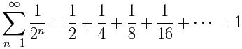 Sigma notation for the sum from n=1 to infinity of (1/2)^n.
