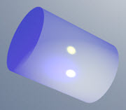 Shiny blue cylinder with two circular bases and a curved surface