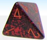 Four-sided die shaped like a tetrahedron