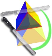 Triangular prism cut to reveal a triangular cross-section