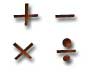 Symbols for addition, subtraction, multiplication, and division