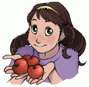 Girl holding three apples