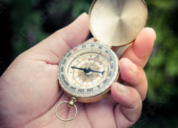 Using a compass in a forest