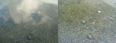 Comparison of water with glare versus clear water seen through a polarizing filter